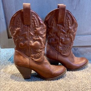 Mia Brown Cognac leather cowgirl boots